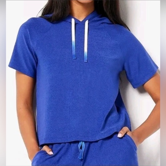 CANDANCE CAMERMON Bure Terry Clo Short-Sleeve Hoodie Clematis - Picture 1 of 4